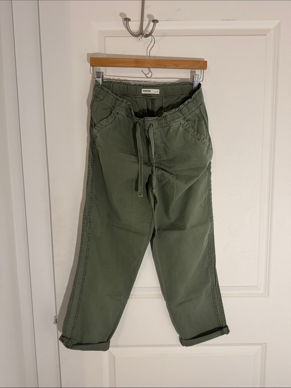 Sonoma Olive Green Cargo Drawstring Trousers